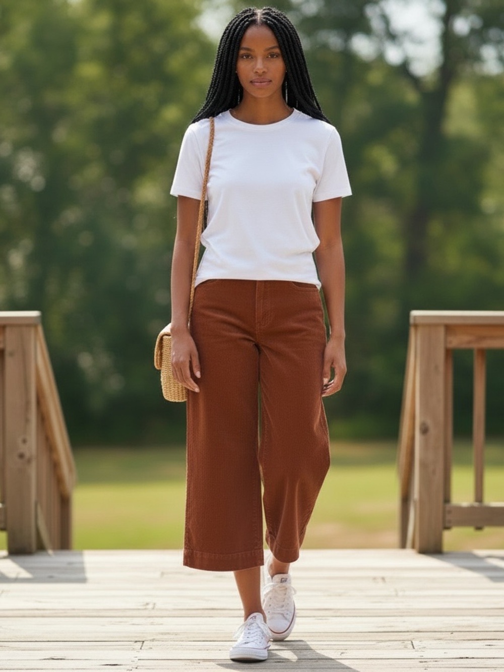 Gap High Rise Wide Leg Crop Pants Size 2 Rust Brown Corduroy